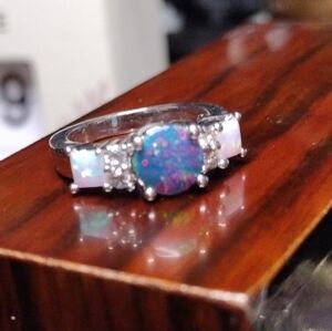 Rare Australian Black Opal Ring